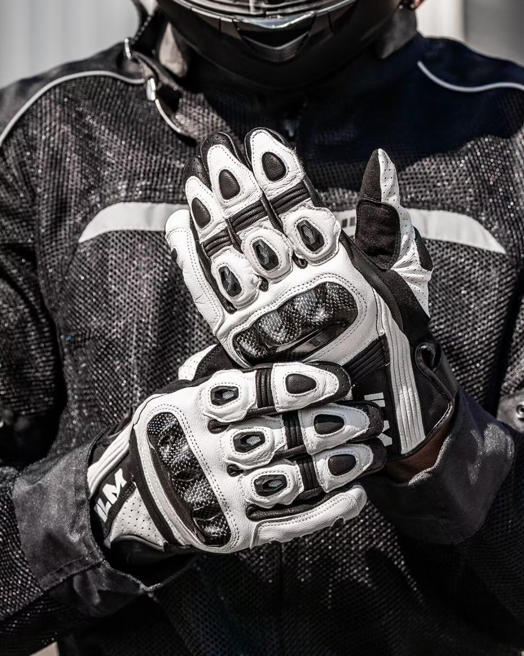 ILM Guantes de piel de cabra para motocicleta para hombres y mujere...
