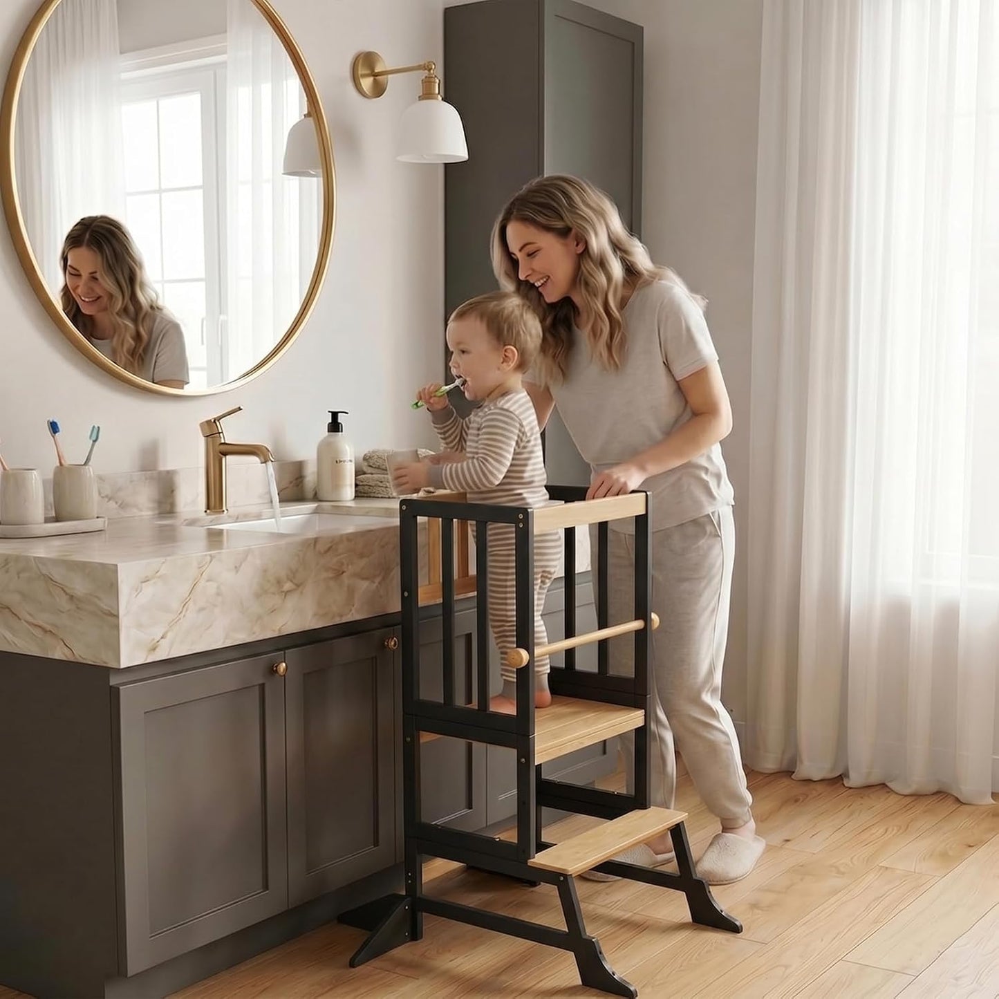 COSYLAND Torre de Pie para Niños Pequeños - Taburete Ayudante de Co...