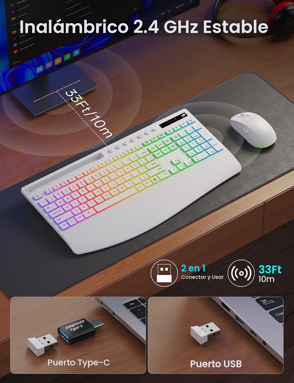 Trueque Combo de teclado y mouse inalámbricos, batería de 4000 mAh...
