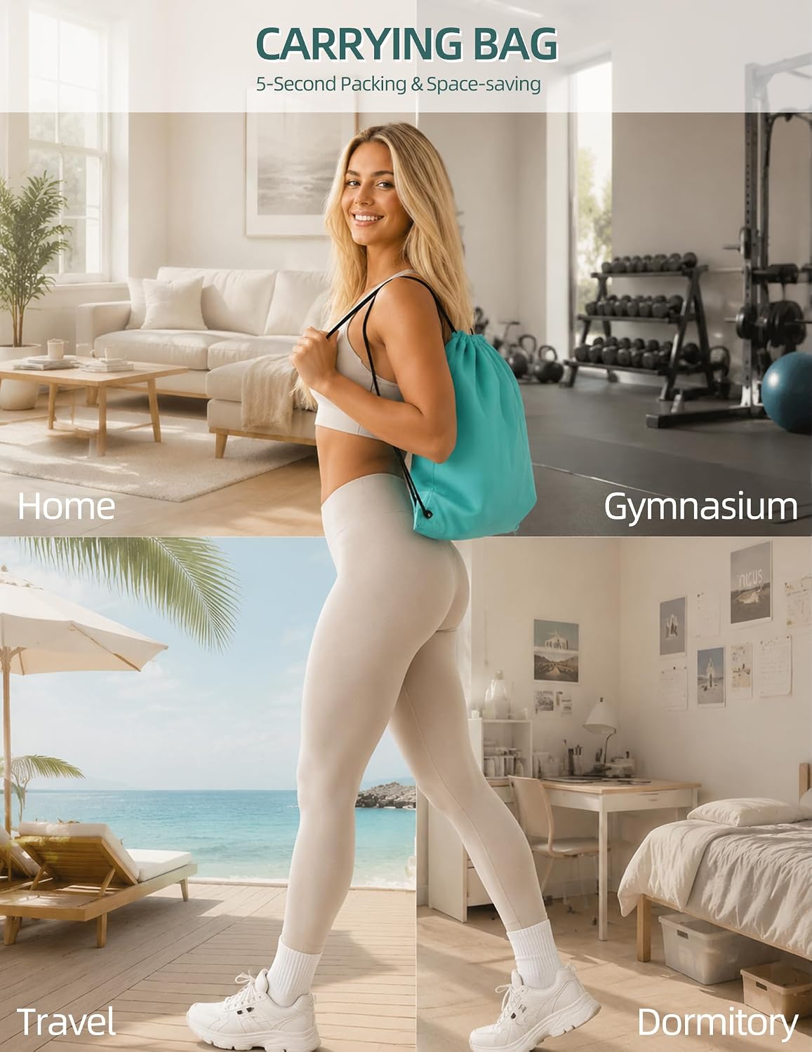 Kit de Pilates en casa para mujer, juego de 20 piezas con aro, pelo...