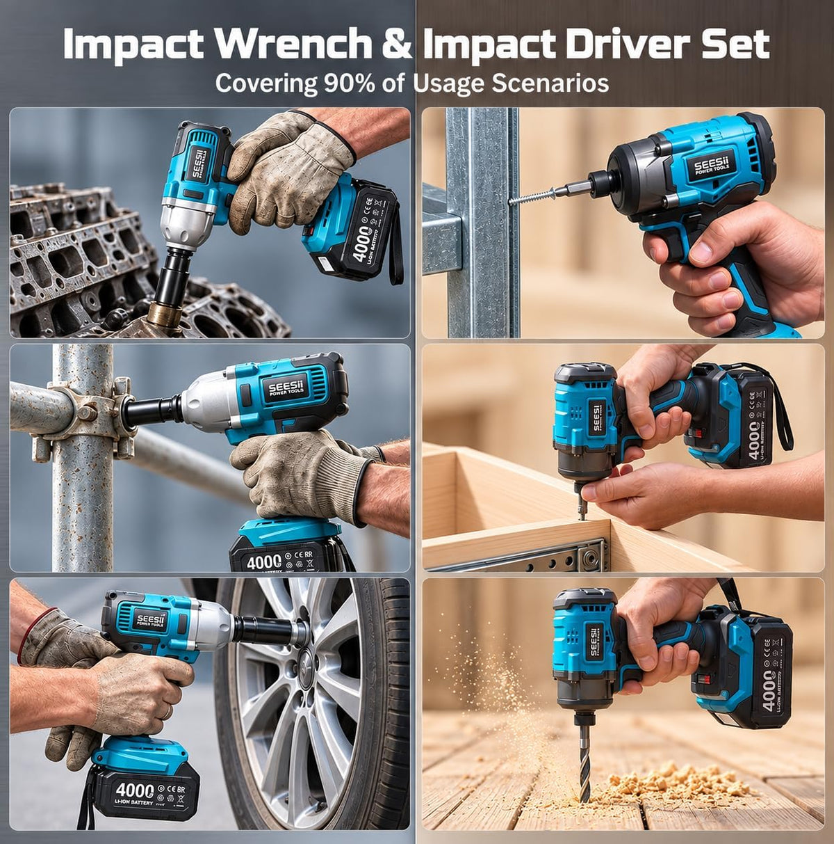 Seesii Kit combinado de llave de impacto y destornillador de impact...