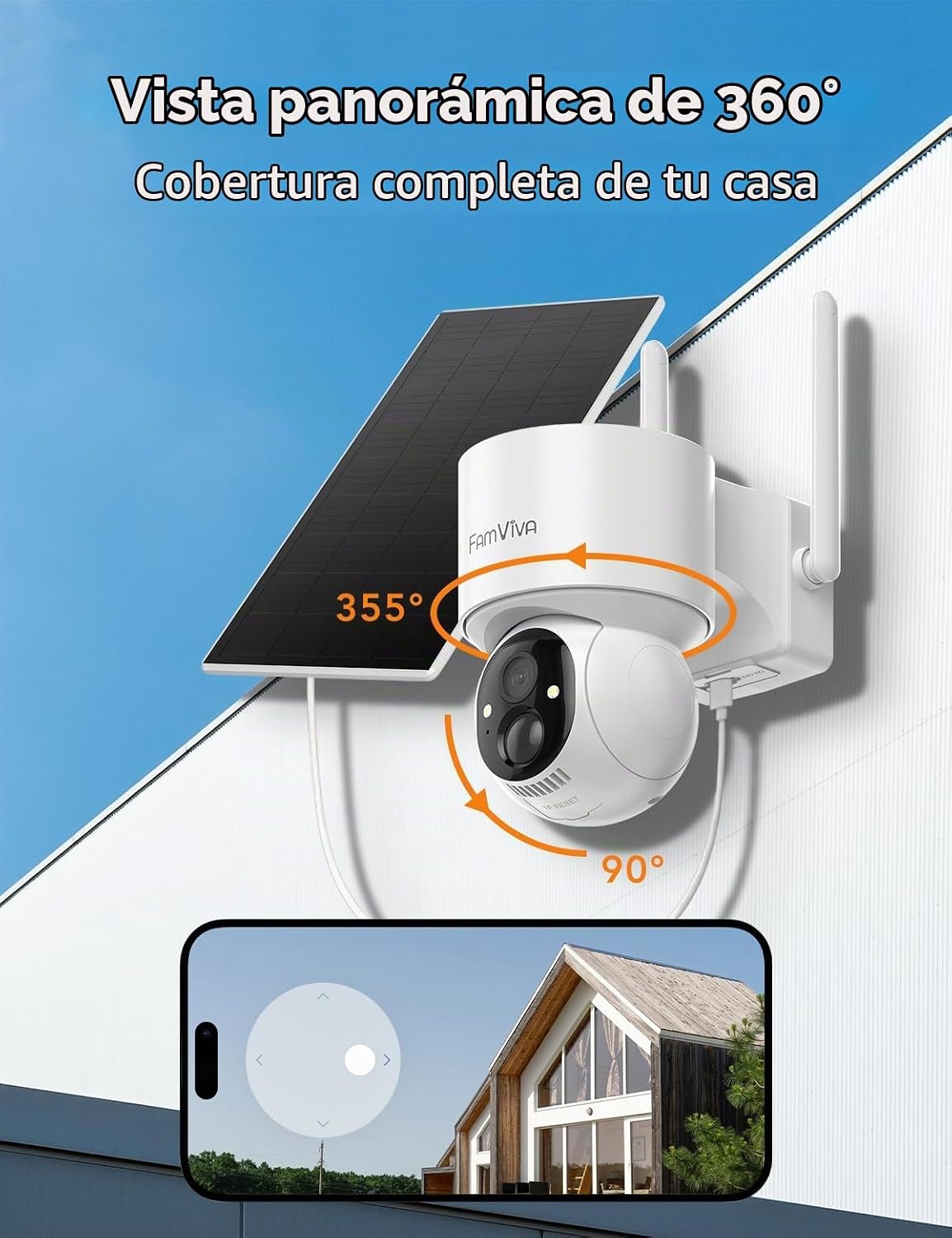 FAMVIVA Cámaras de seguridad solar 2K inalámbricas para exteriores,...