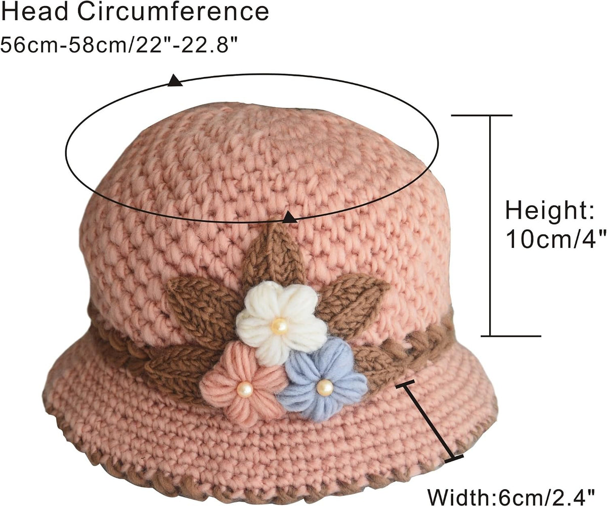 kilsel Sombrero de flores de mujer engrosado con diseño de crochet...