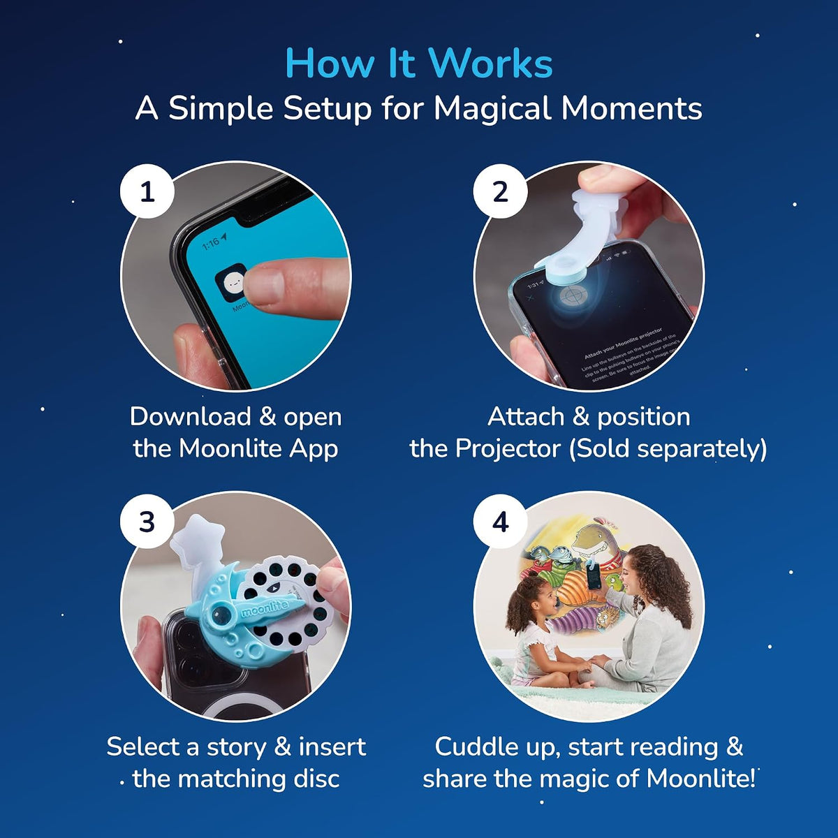Moonlite Carretes de cuentos para proyector de linterna, niños pequ...