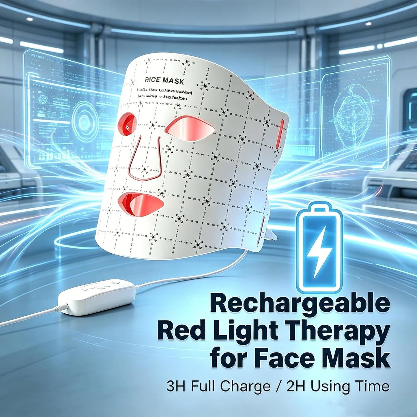 GIHWRRI Máscara de terapia de luz LED aprobada por la FDA, terapia...