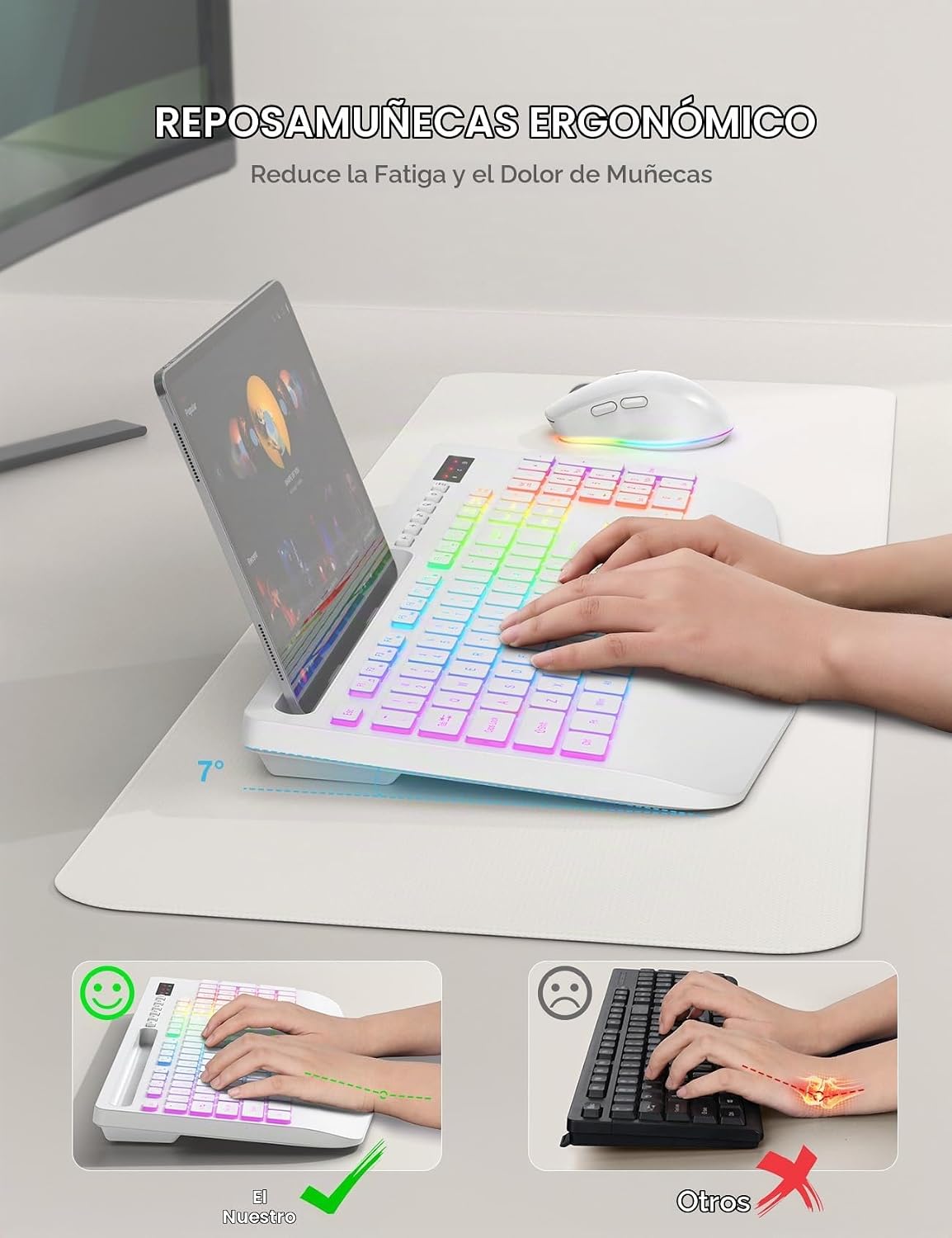 SABLUTE Combo de teclado y mouse inalámbricos: 9 efectos retroilumi...