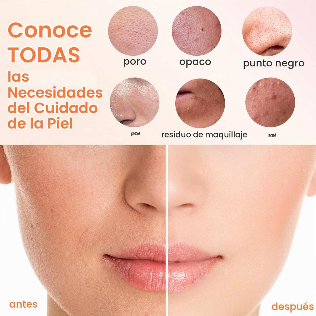 Exfoliador facial con 3 cabezales de cepillo y 2 velocidades - Limp...