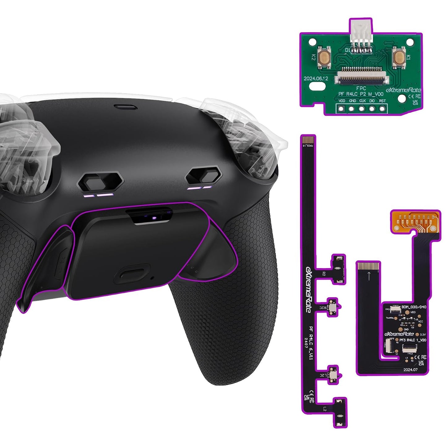 eXtremeRate RISE Plus MAX Kit de paletas traseras con topes de gati...