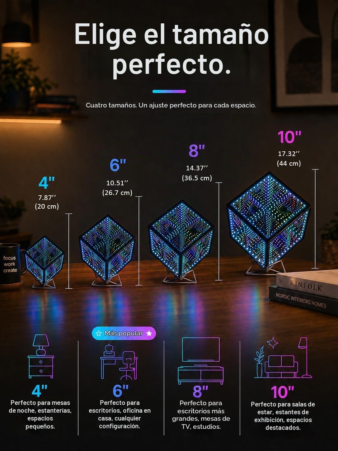 Heepulor Infinity Mirror Hyper Cube - Lámpara de mesa, luz de humor...