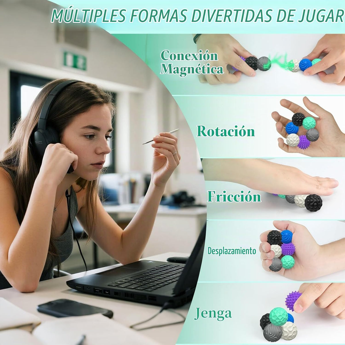Bolas magnéticas de silicona, juguetes antiestrés para adultos y ad...