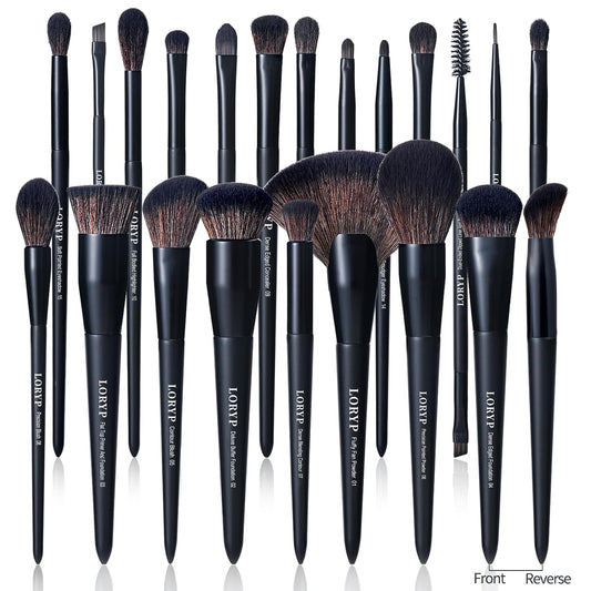 LORYP Juego de Brochas de Maquillaje Negras de 21 Piezas para Polvo...