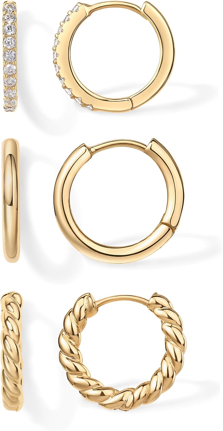 PAVOI Pendientes de aro de oro para mujer – Plata de ley 925 chapad...