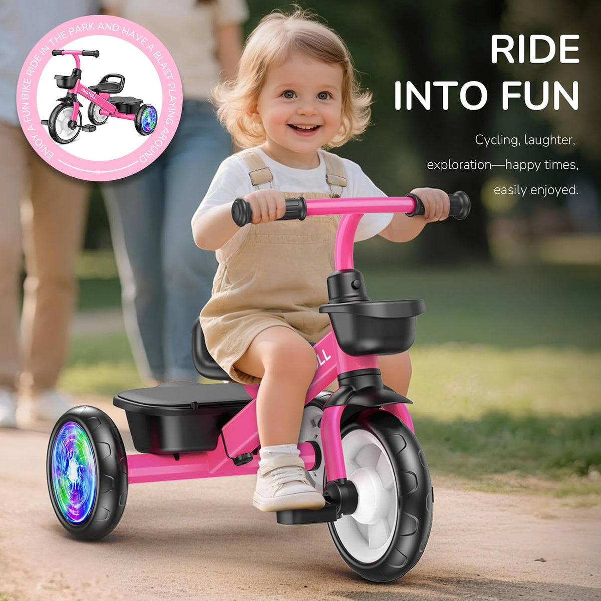 Umatoll Triciclo para niñas pequeñas de 2 a 5 años, bicicleta ajust...