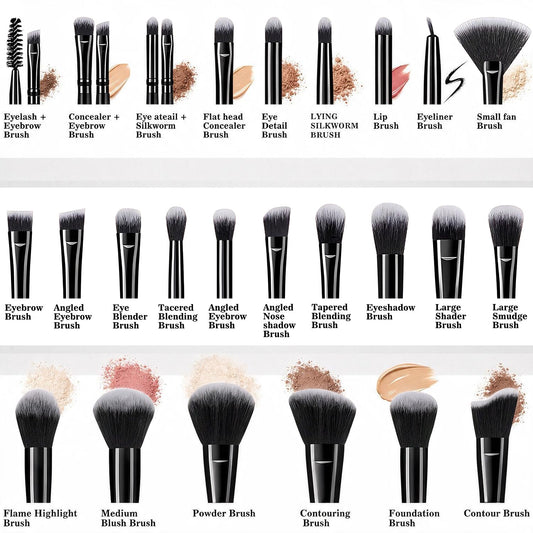 KUORYZAL Juego de brochas de maquillaje negras profesionales, 70 pi...