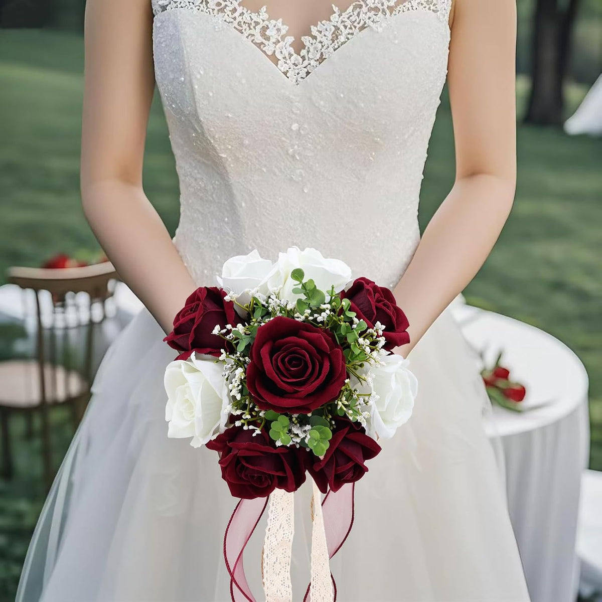 Vkkperp Ramos de boda de 9 pulgadas para novia, dama de honor, rosa...