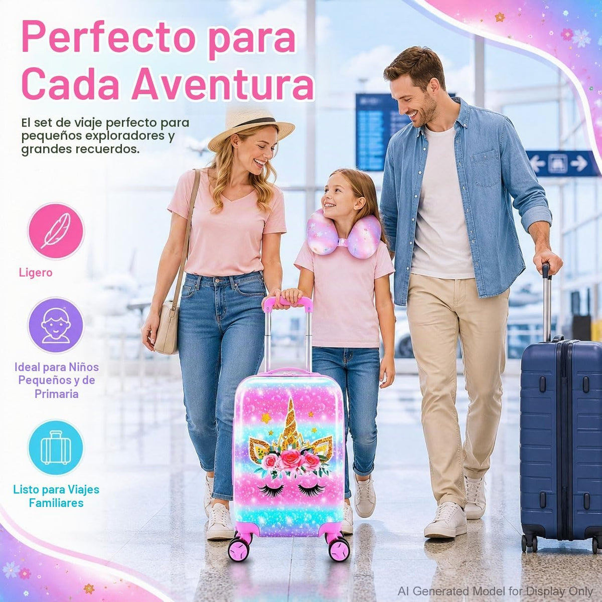 Equipaje para niños, juego de 2 piezas con ruedas giratorias de 360...