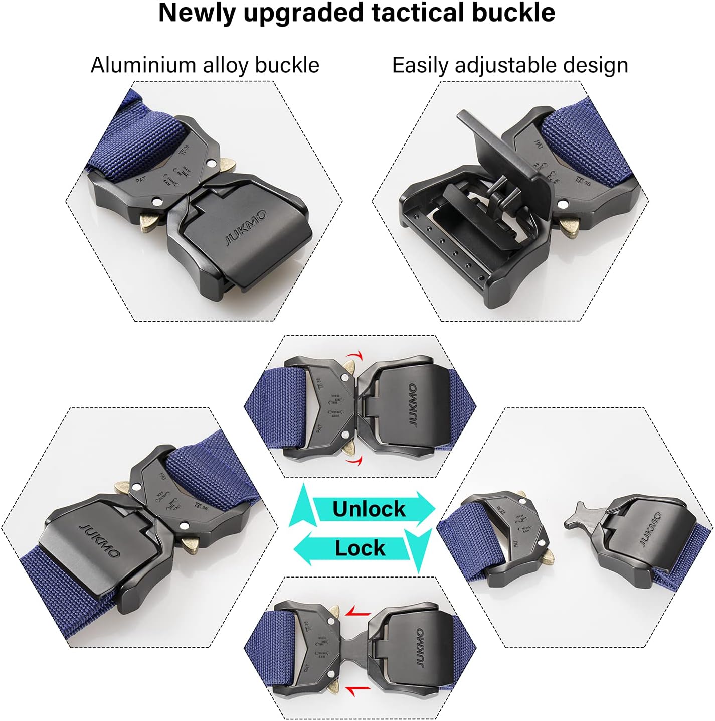 JUKMO Cinturón táctico, aparejador militar de senderismo de 1.5 pul...