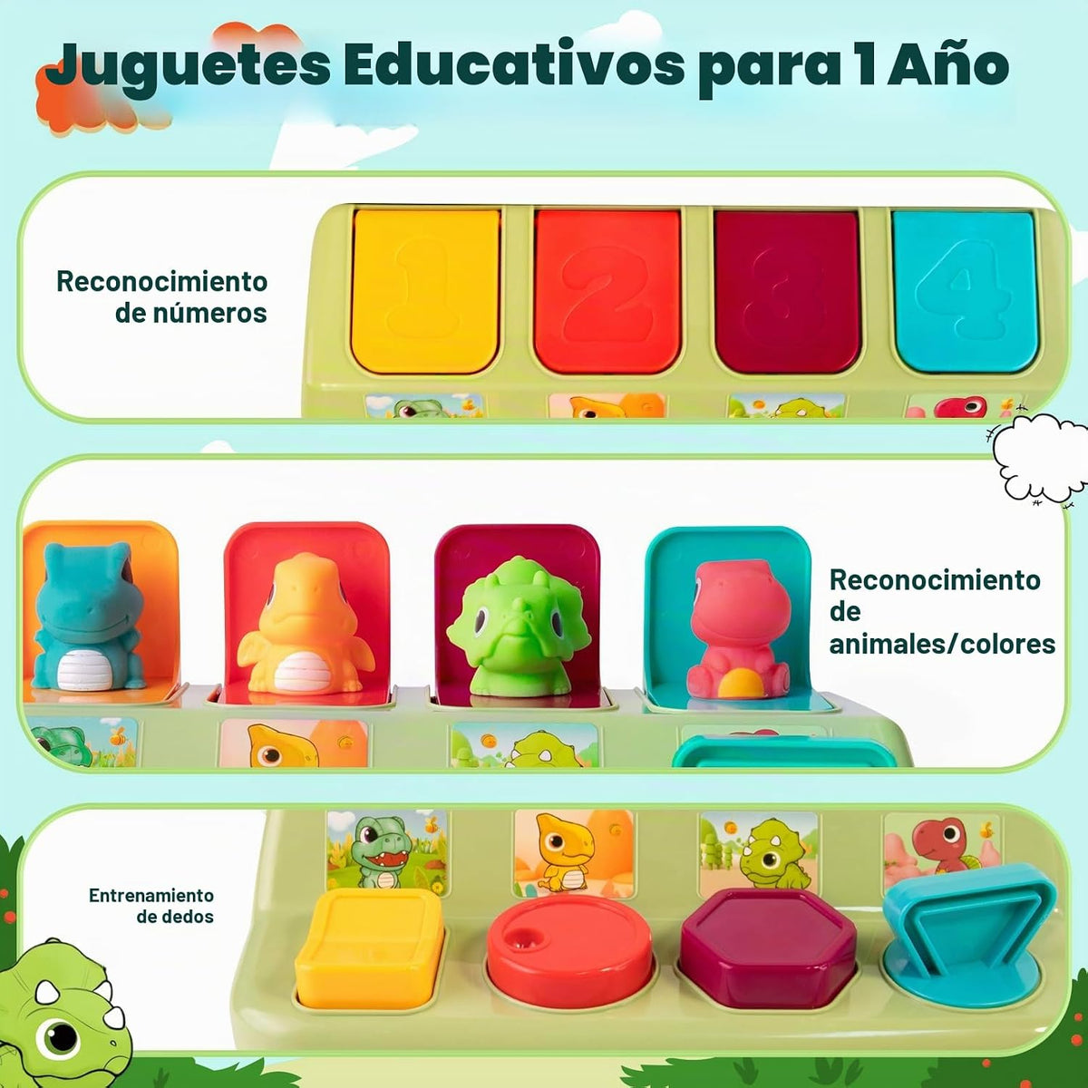 Juguete sensorial de dinosaurio emergente de causa y efecto: juguet...