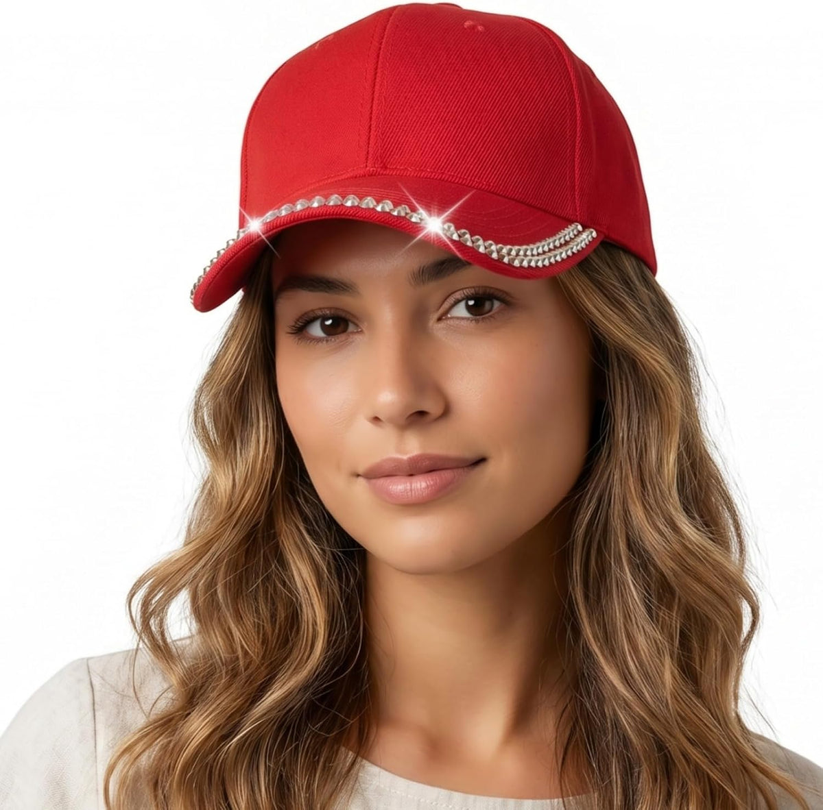 BUDUBIBI Gorra de béisbol con diamantes de imitación para mujer, go...