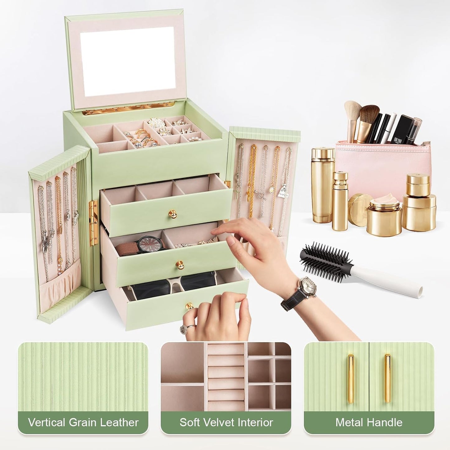 Dajasan Cajas Grandes de Joyería para Mujeres, Caja Organizadora de...