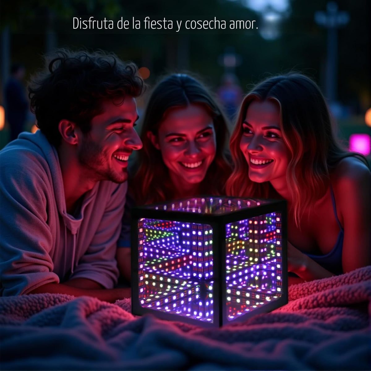 Heepulor Infinity Mirror Hyper Cube - Lámpara de mesa, luz de humor...