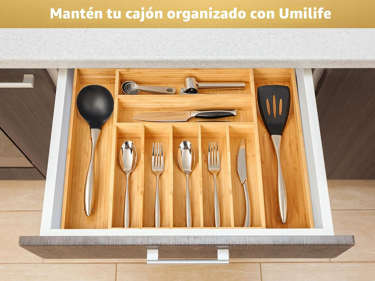 Umilife - Organizador de cajones de cocina grande y expandible para...