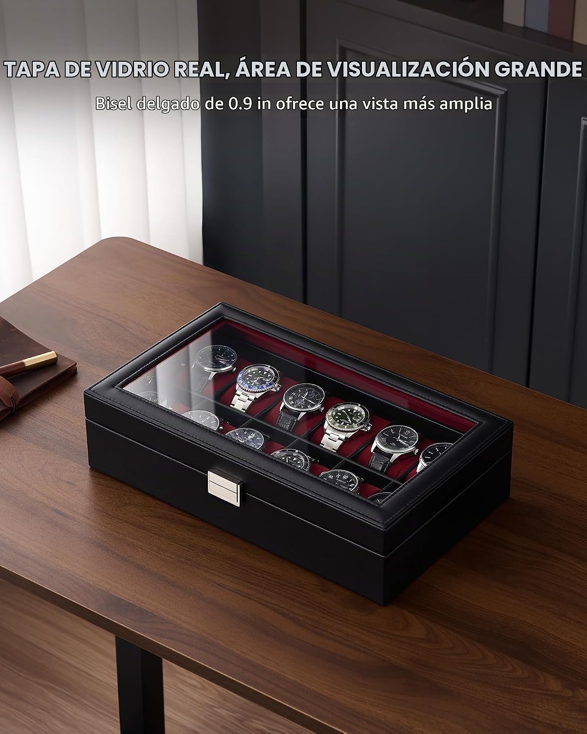 Lolalet Caja de Reloj para Hombre, Caja expositora de 12 Ranuras co...