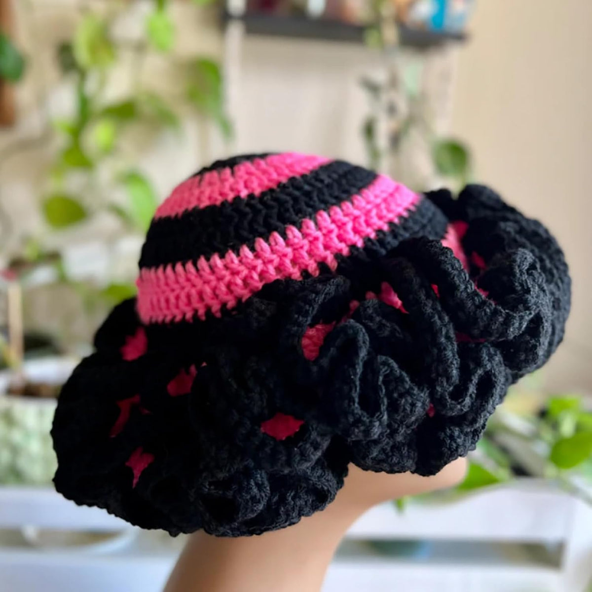 ROYALEAD Sombrero de pescador de ganchillo hecho a mano para mujer,...