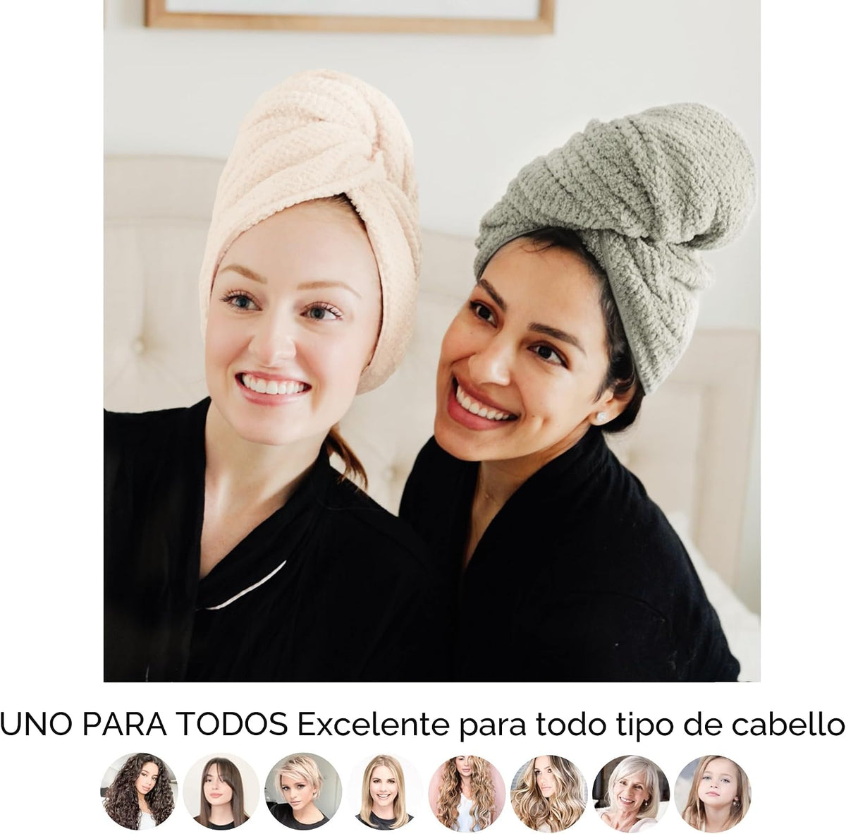 ROLSHOL Paquete de 2 toallas grandes de microfibra para el cabello...