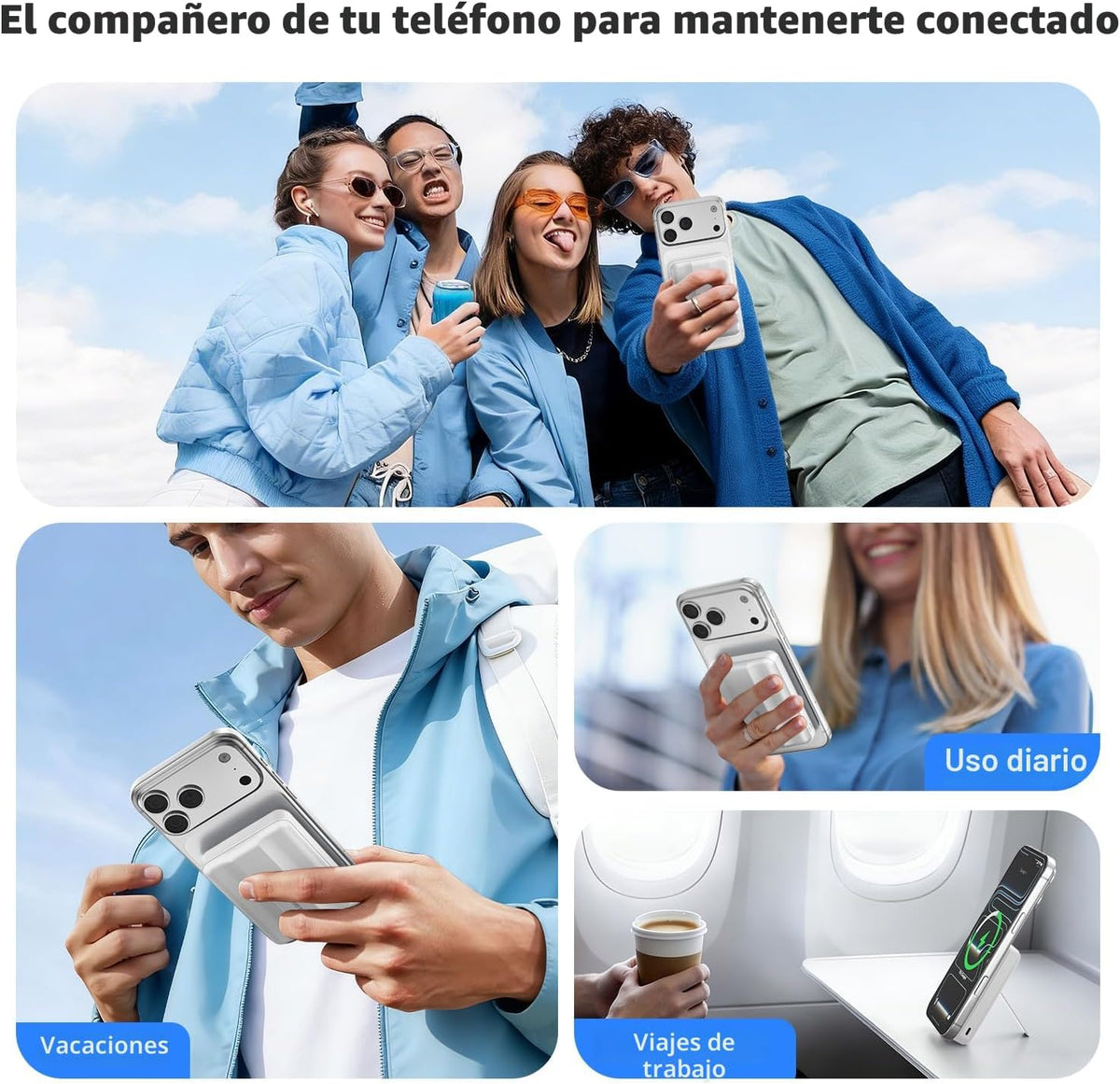Azmuth para cargador portátil MagSafe, banco de energía magnético d...