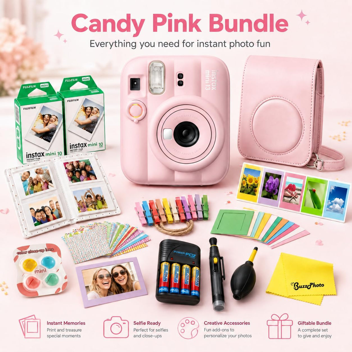 Paquete de cámara de película instantánea FUJIFILM instax Mini 13 C...