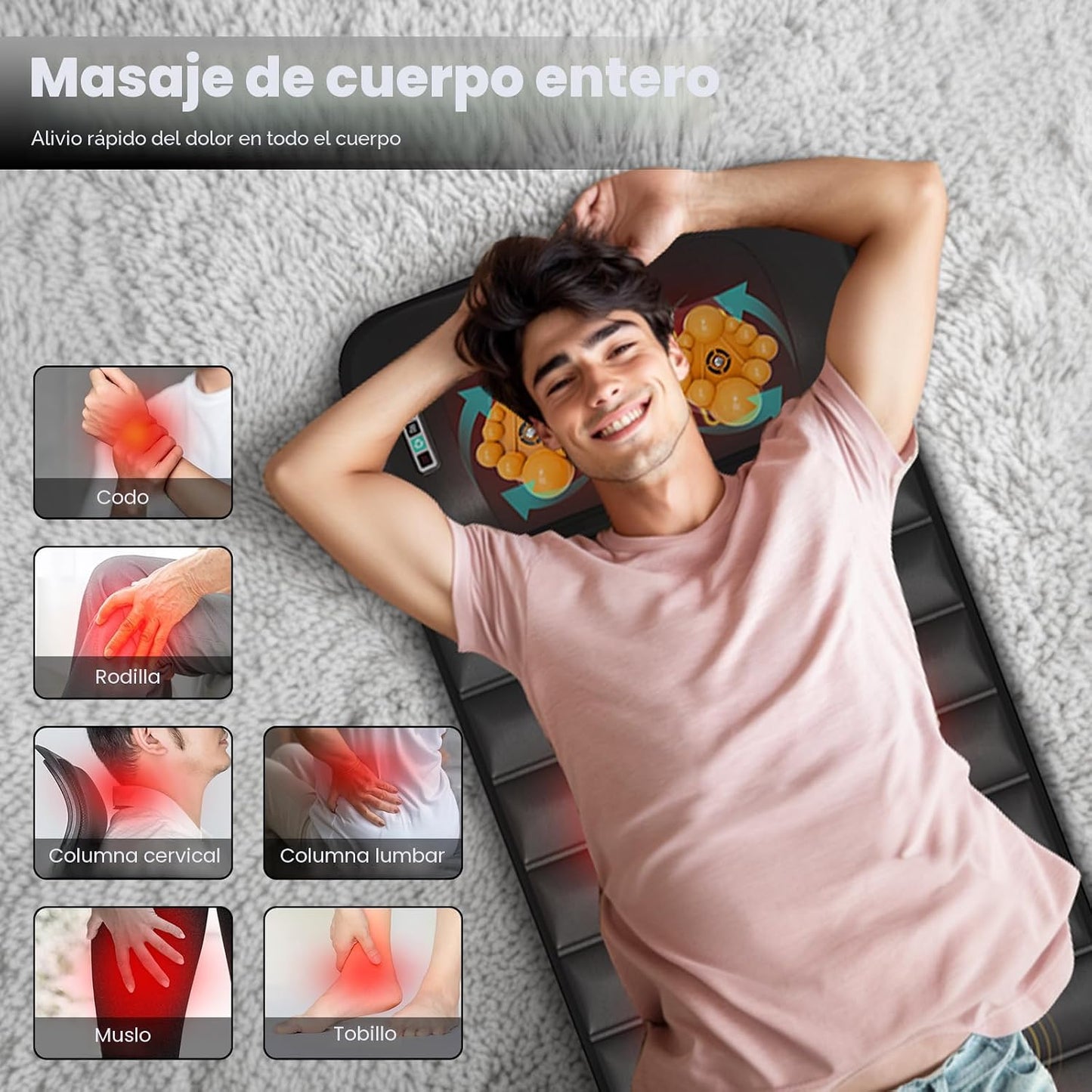 DOPICT Alfombrilla de masaje, masajeador de cuello desmontable, cal...