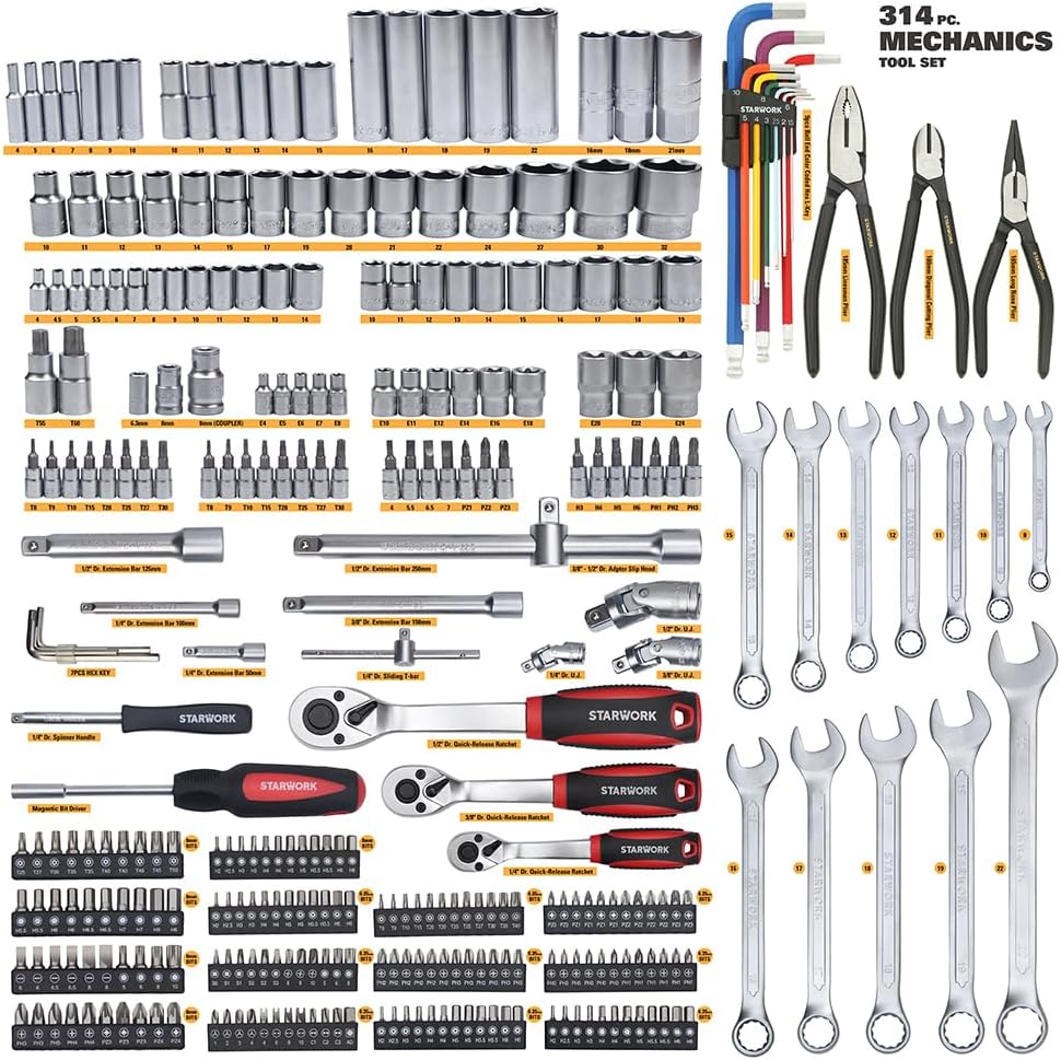 STARWORK TRUE MECHANIC™ Juego de herramientas mecánicas de 314 piez...