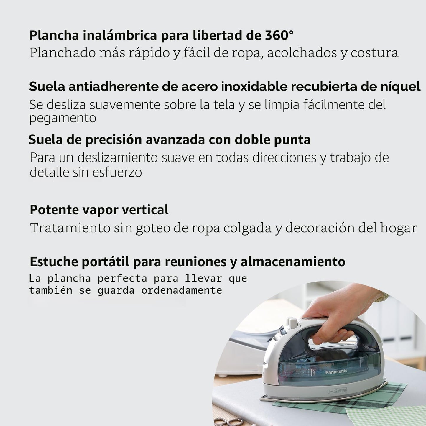 Panasonic NI-QL1100L plancha inalámbrica a vapor\/seco, placa de ac...