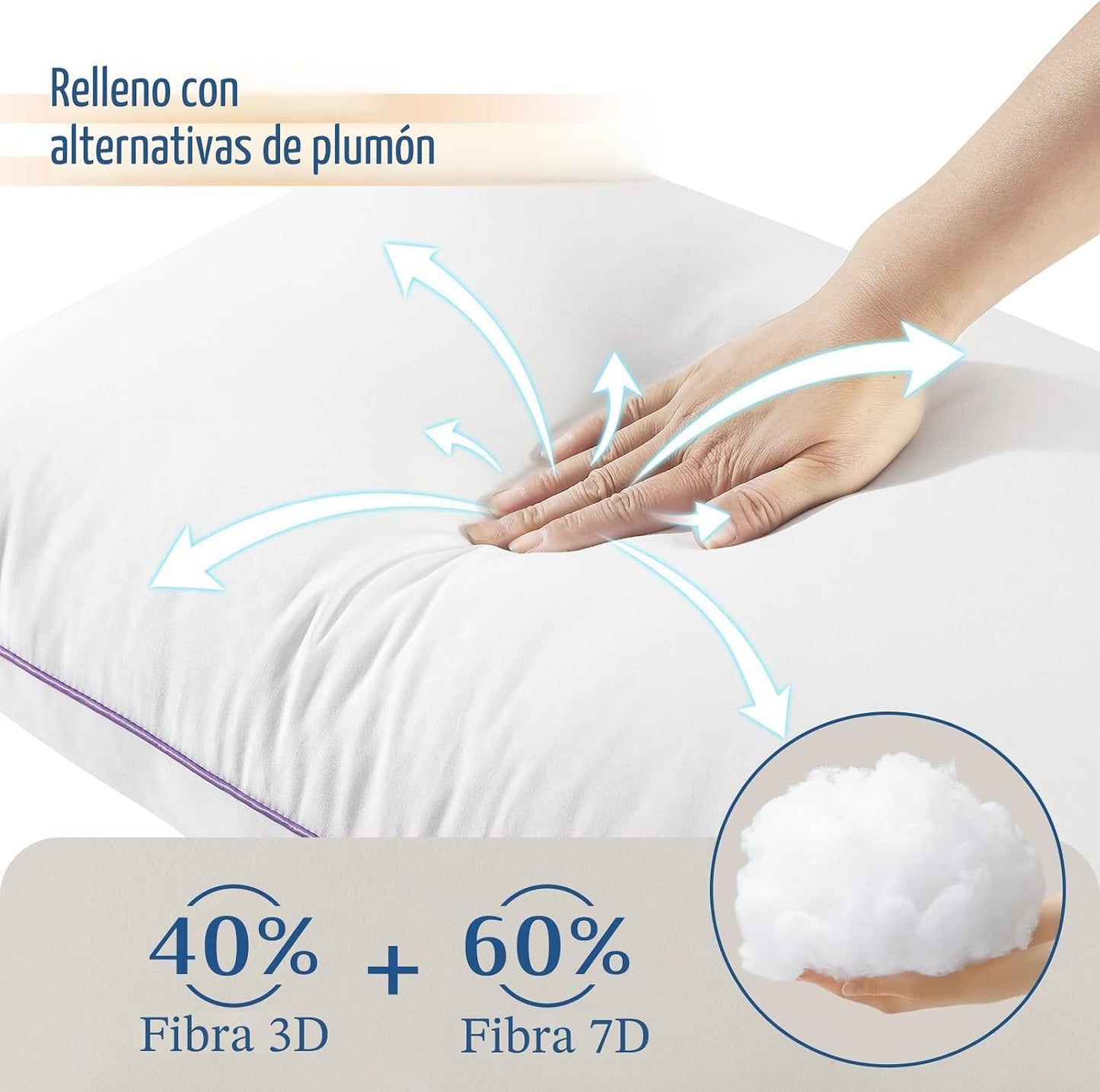 JOLLYVOGUE Juego de 6 almohadas tamaño Queen, lavables, de apoyo, c...