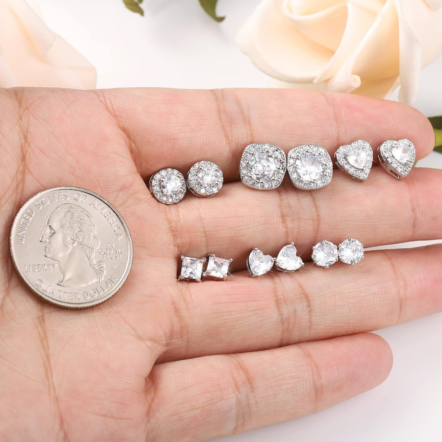 ALEXCRAFT Aretes de tuerca de plata de ley para mujeres y niñas, ci...