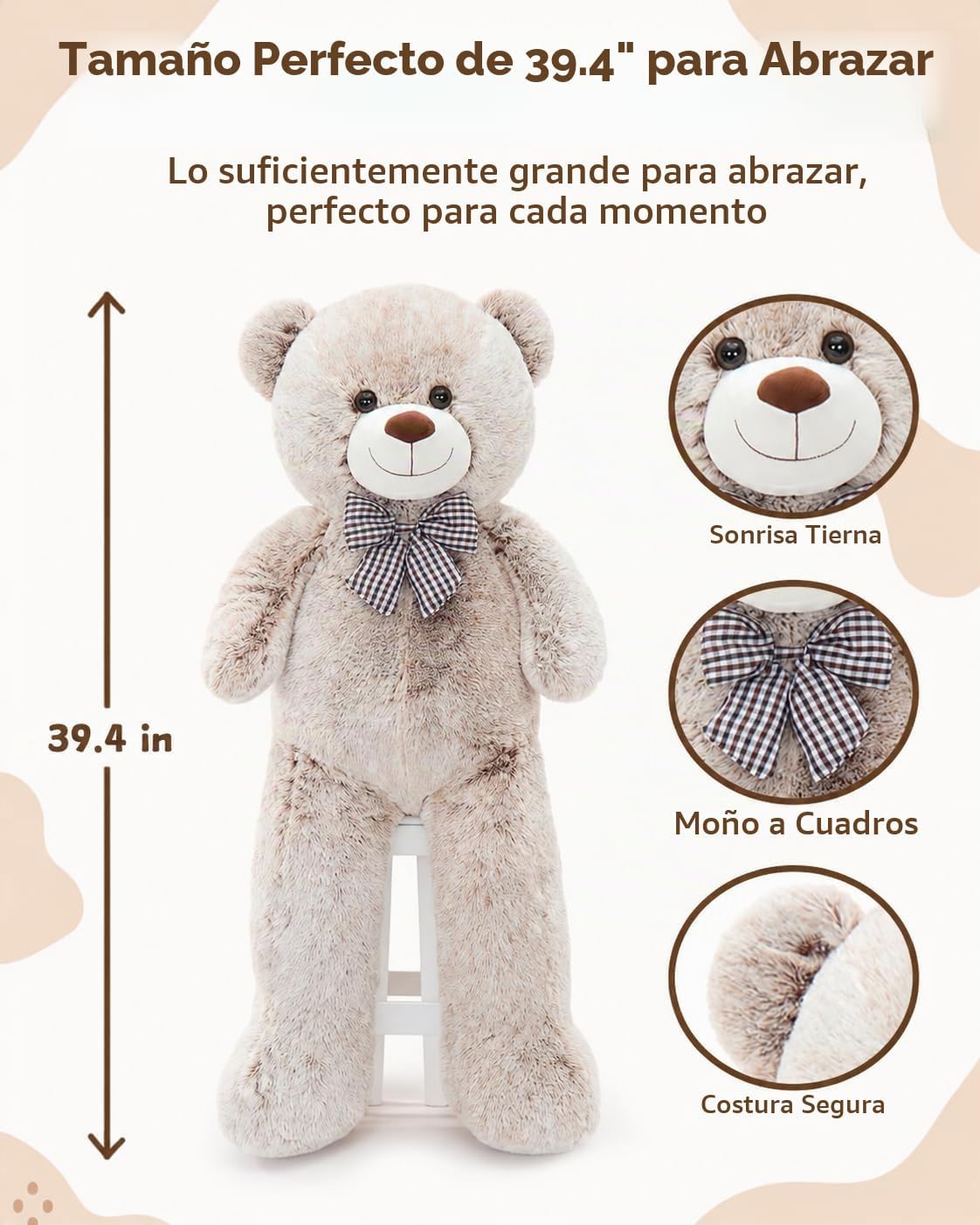 MaoGoLan Oso de peluche gigante de 39 pulgadas, regalo de animal de...