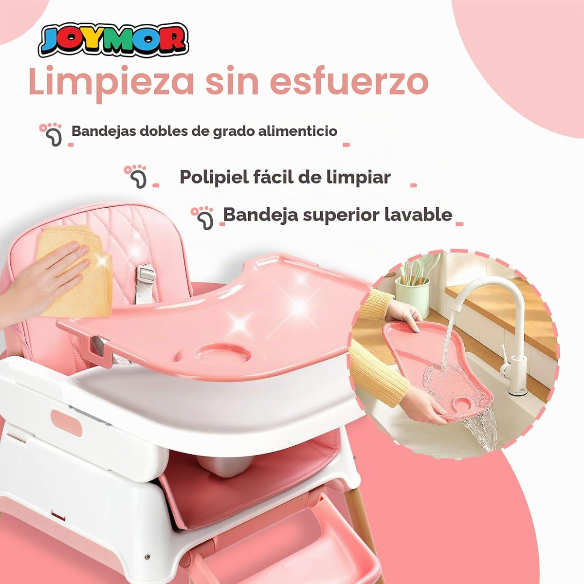 JOYMOR Silla alta 5 en 1 para bebés y niños pequeños, silla alta po...