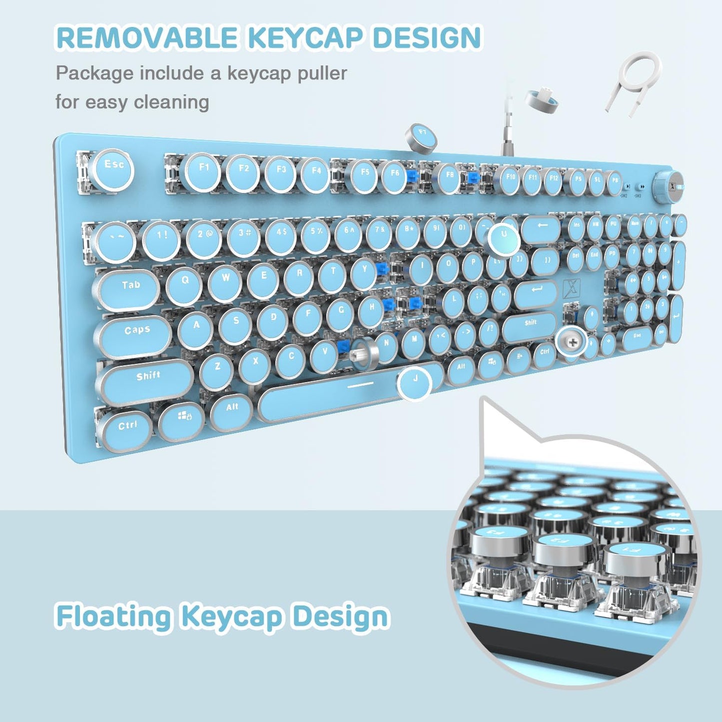 LexonElec Teclado mecánico retro para juegos estilo máquina de escr...