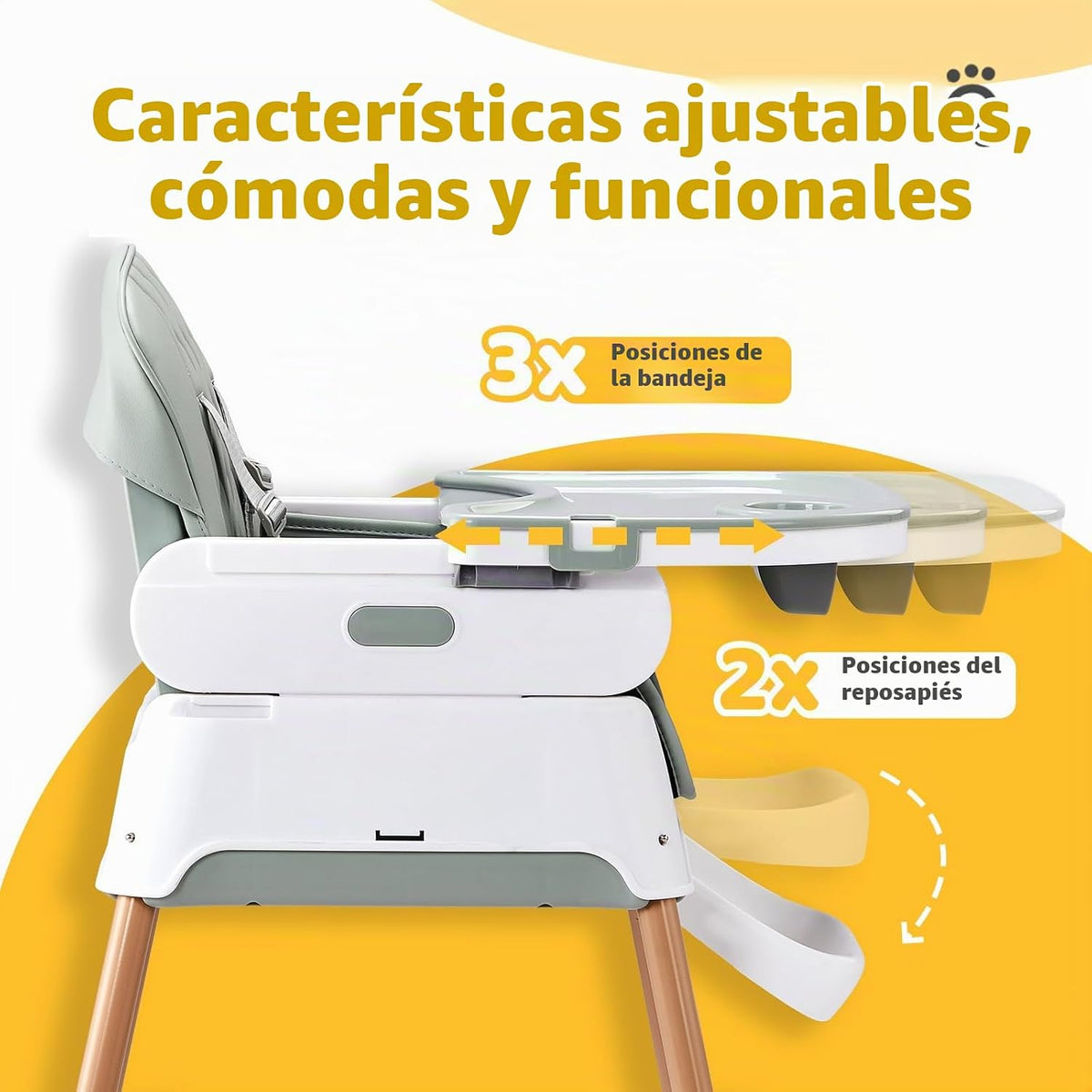 JOYMOR Silla alta 5 en 1 para bebés y niños pequeños, silla alta co...