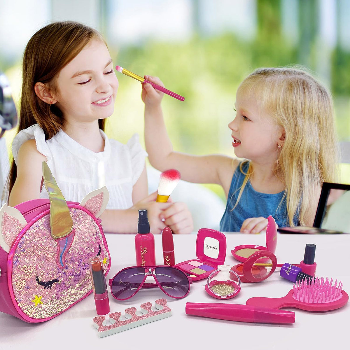 Kit de maquillaje de unicornio para niñas pequeñas, juego de maquil...