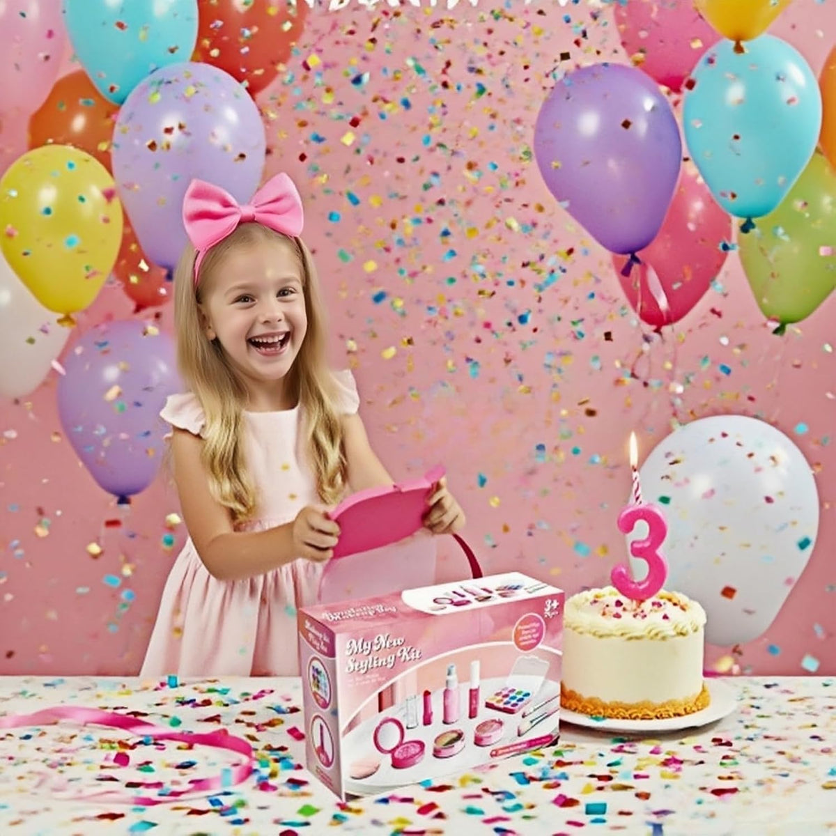 Juguete de maquillaje para niños para niñas, kit de maquillaje de s...