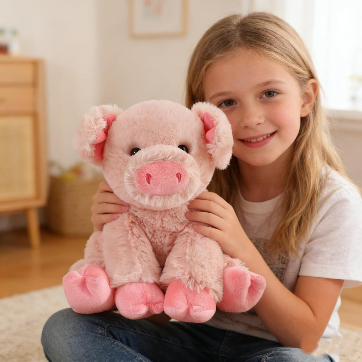 YUKOUQIAN Peluche de cerdo de 8 pulgadas para niñas y niños, Navida...
