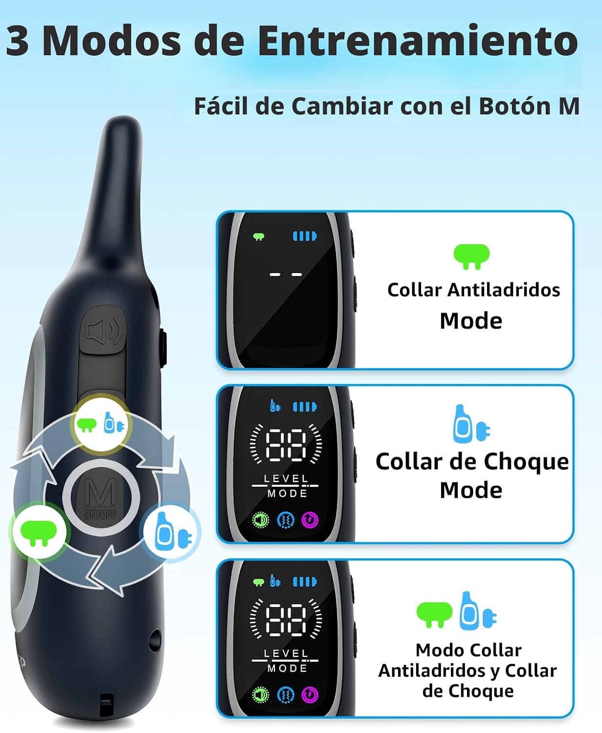 Collar de Choque para Perros 2 en 1 y Collar Anti-Ladridos para Per...