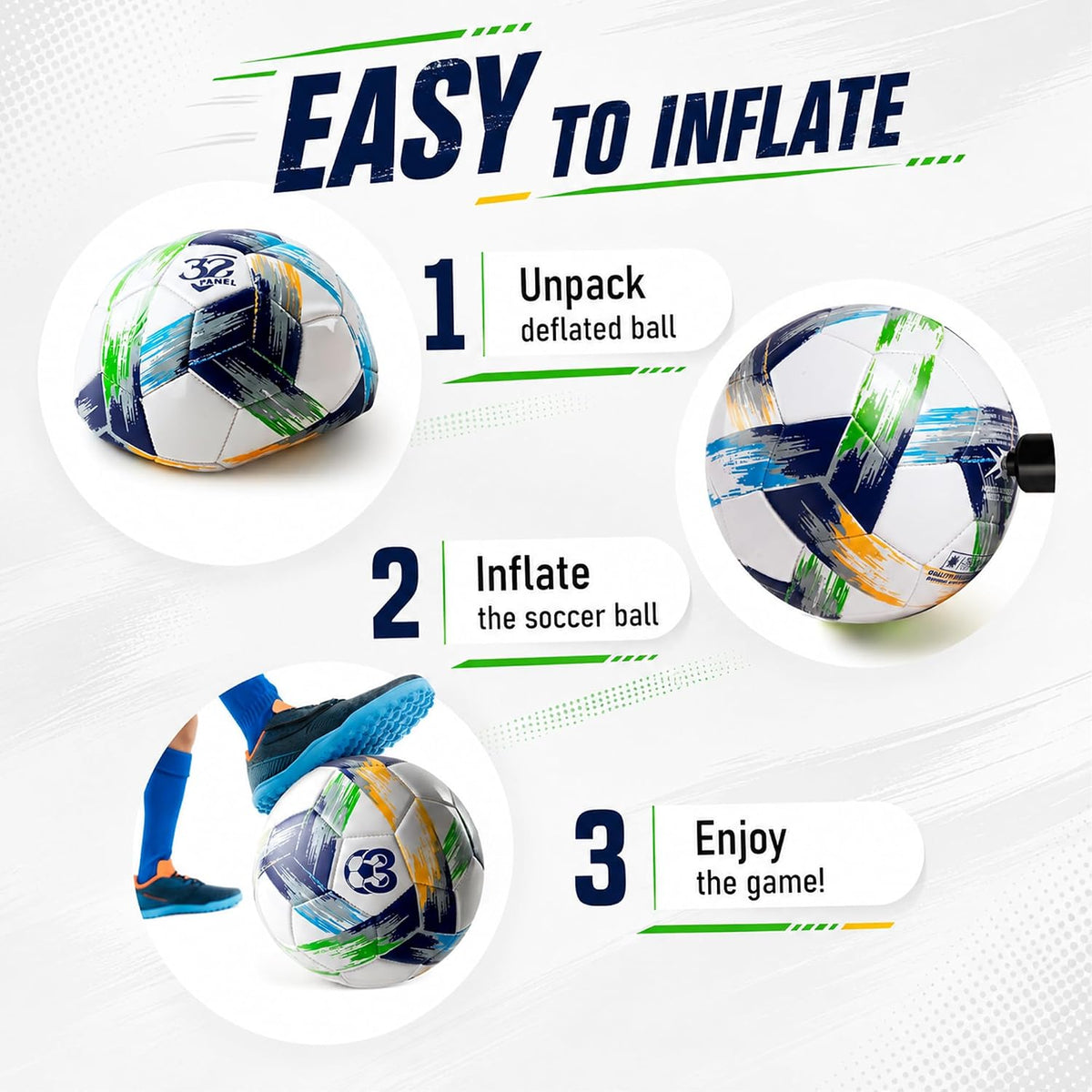 Innotoys Balón de fútbol tamaño 5, tamaño 4, tamaño 3, desinflado,...