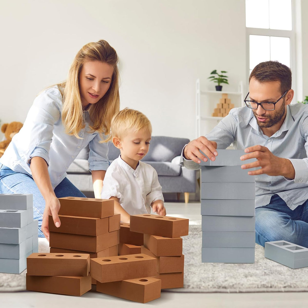 Deekin Bloques de construcción de ladrillo de espuma para niños, bl...