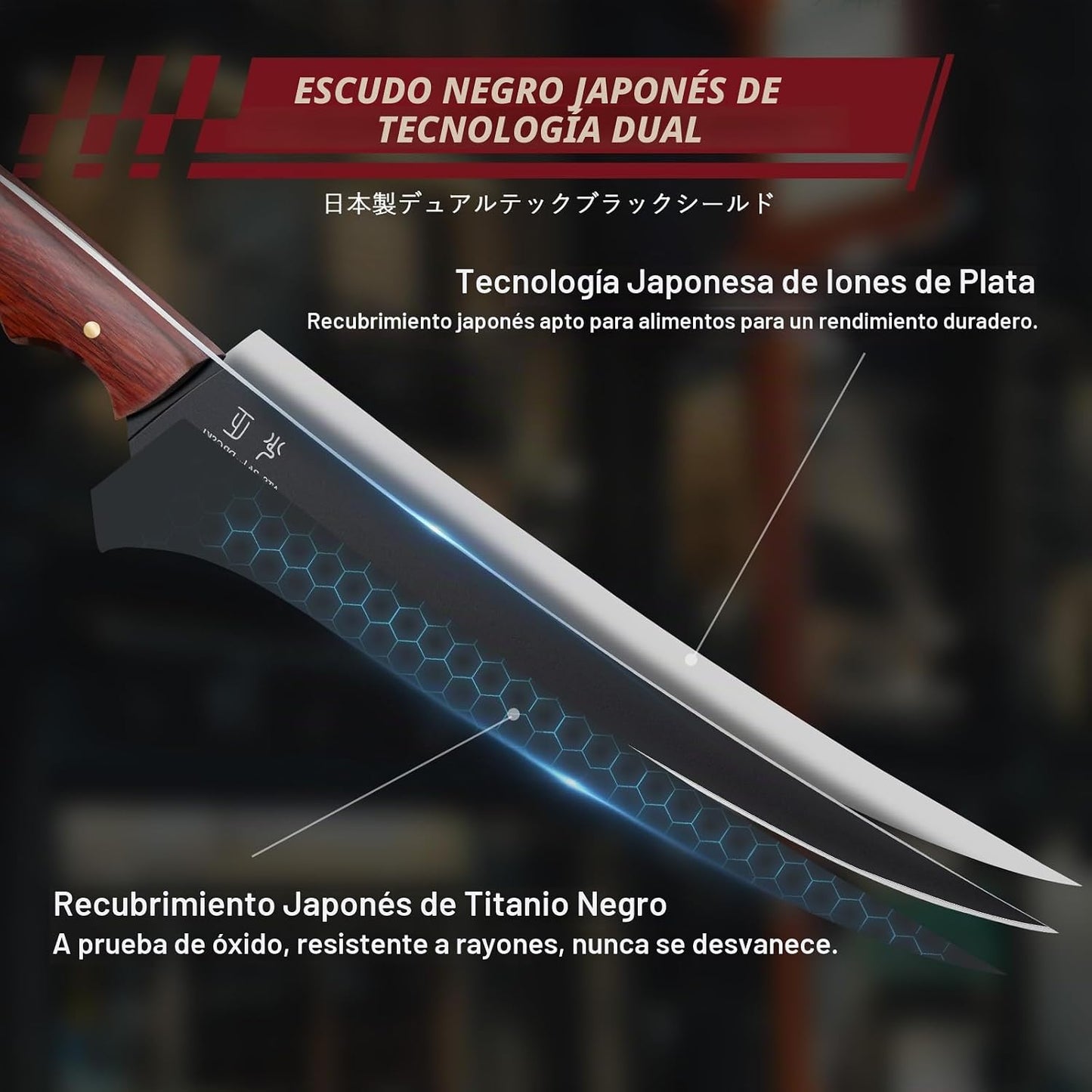 DRGSKL Cuchillo de filete de pescado de 7 pulgadas - Cuchillo de re...