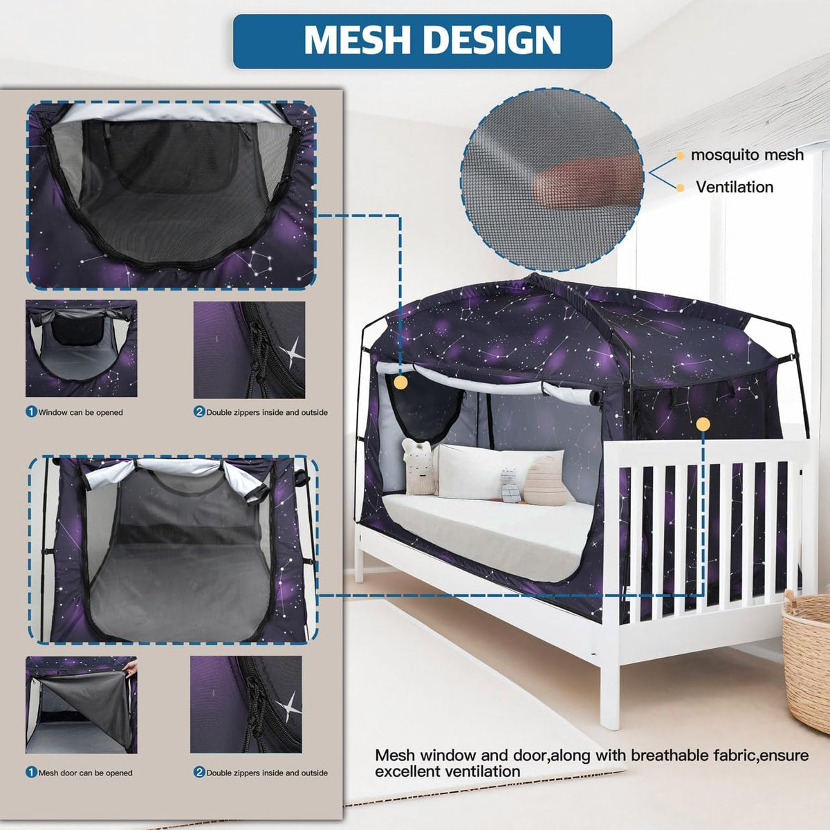 Tienda de campaña para cama, dosel portátil para cama con privacida...