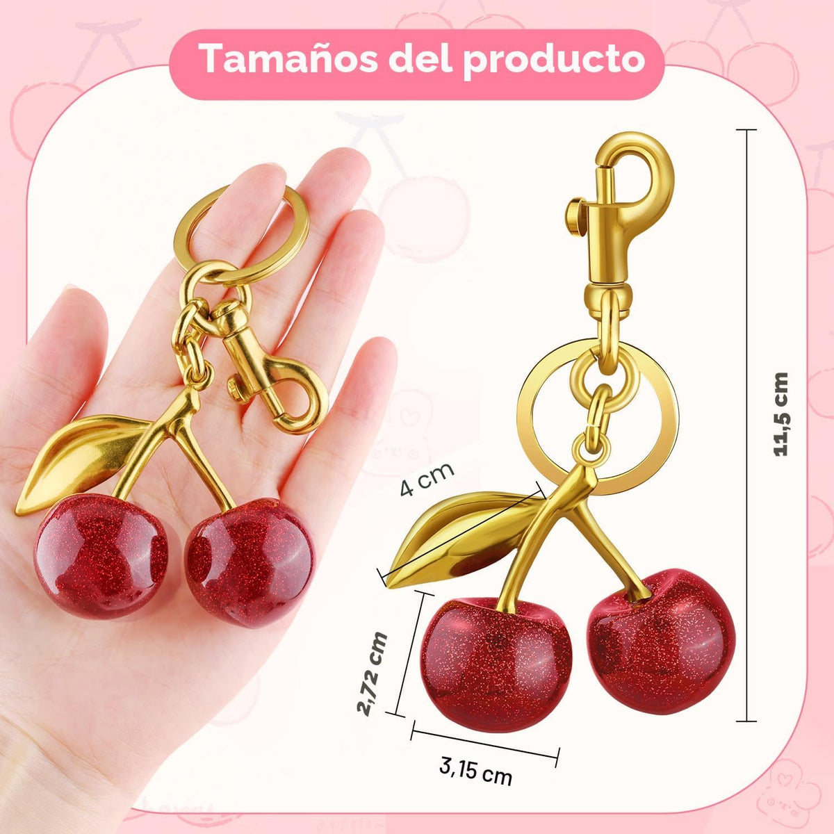 TINKRSTUFF - Llavero de bolsa de cereza, lindos llaveros, dijes de...