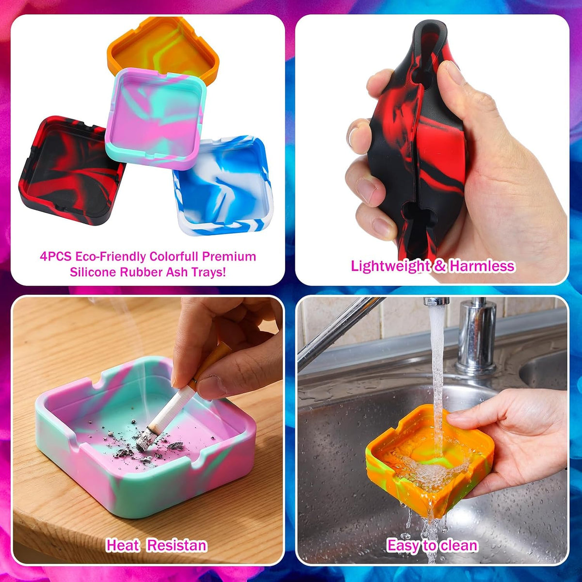 Threlaco Cenicero de silicona para cenizas, 12 unidades, colorido,...